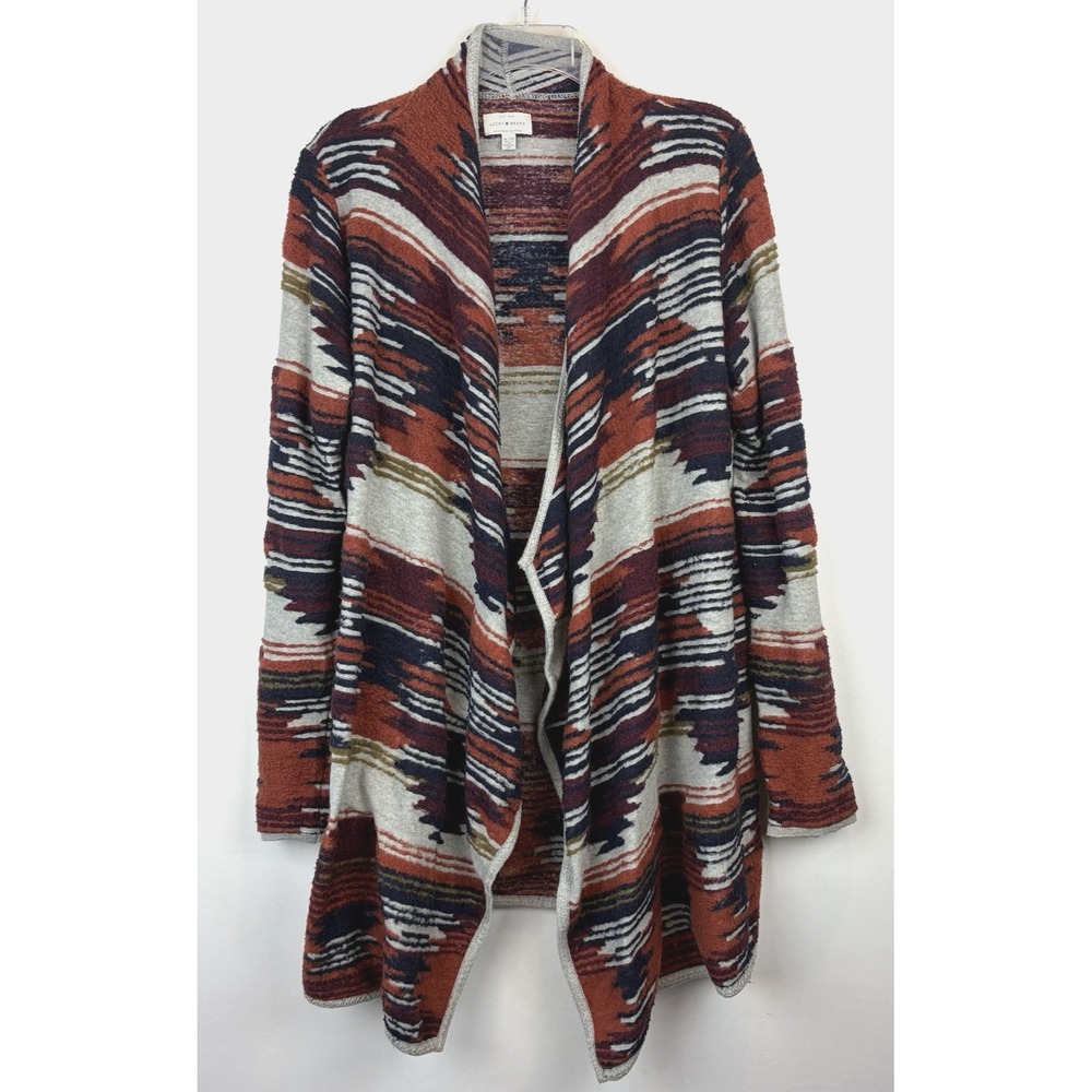 Lucky Brand Open Front Cardigan Womens XL Boho Aztec Southwestern Layer Career